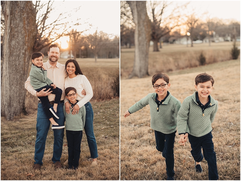 Spring family portraits at Meadowbrook park in Prairie Village