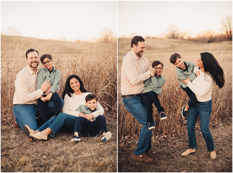 Spring family portraits at Meadowbrook park in Prairie Village