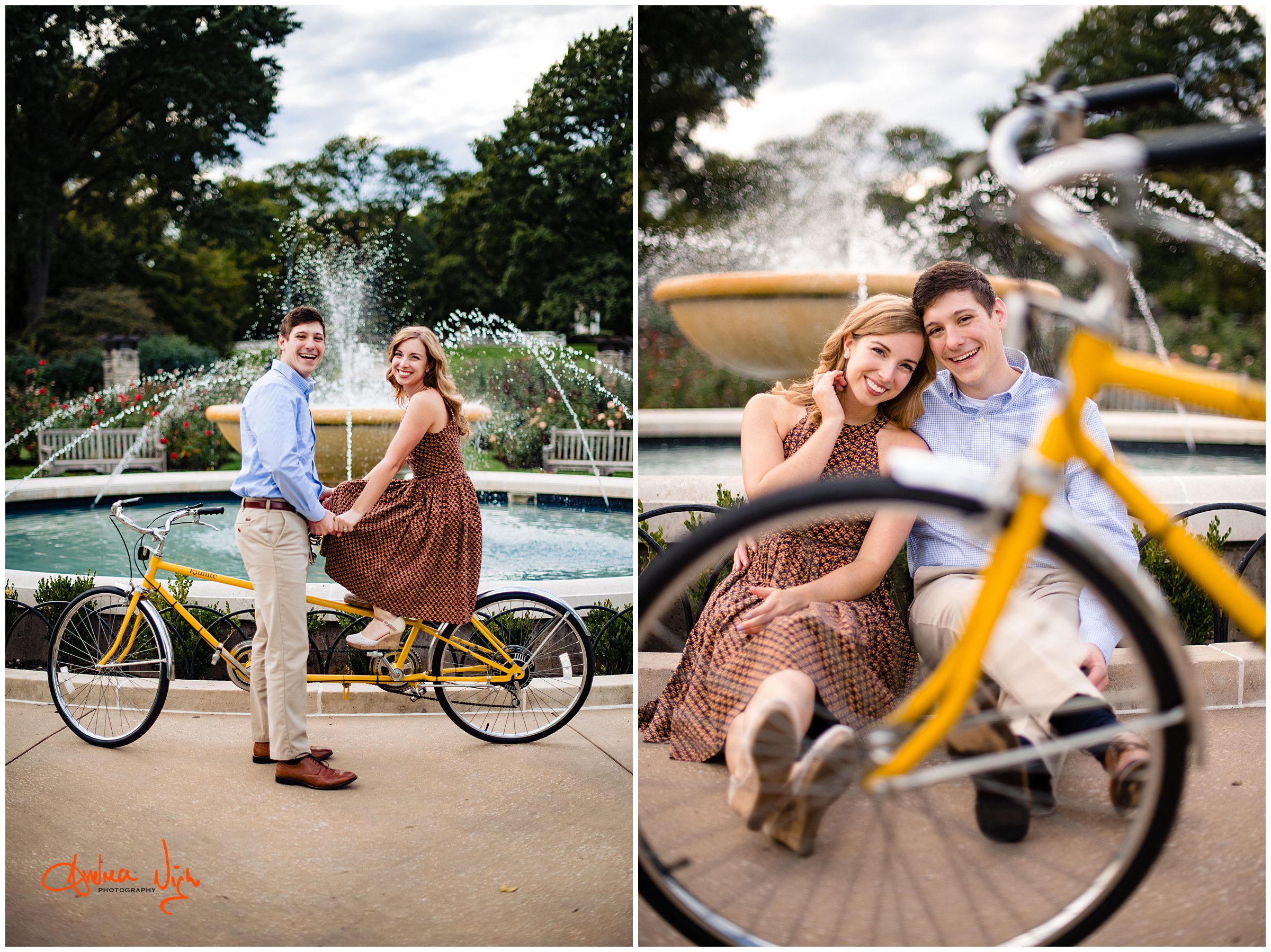 tandem bike engagement session