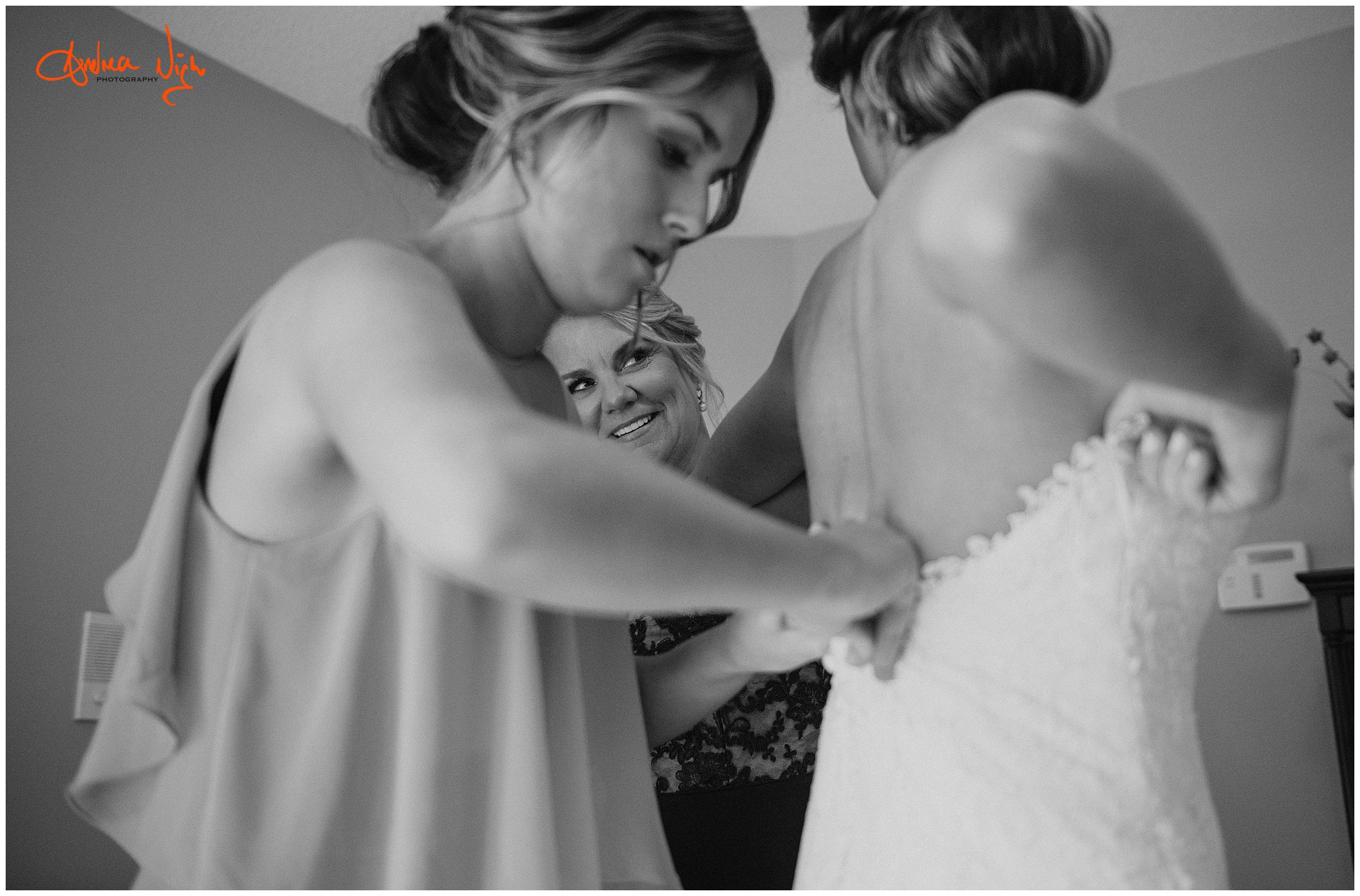 Covid wedding, bride getting ready