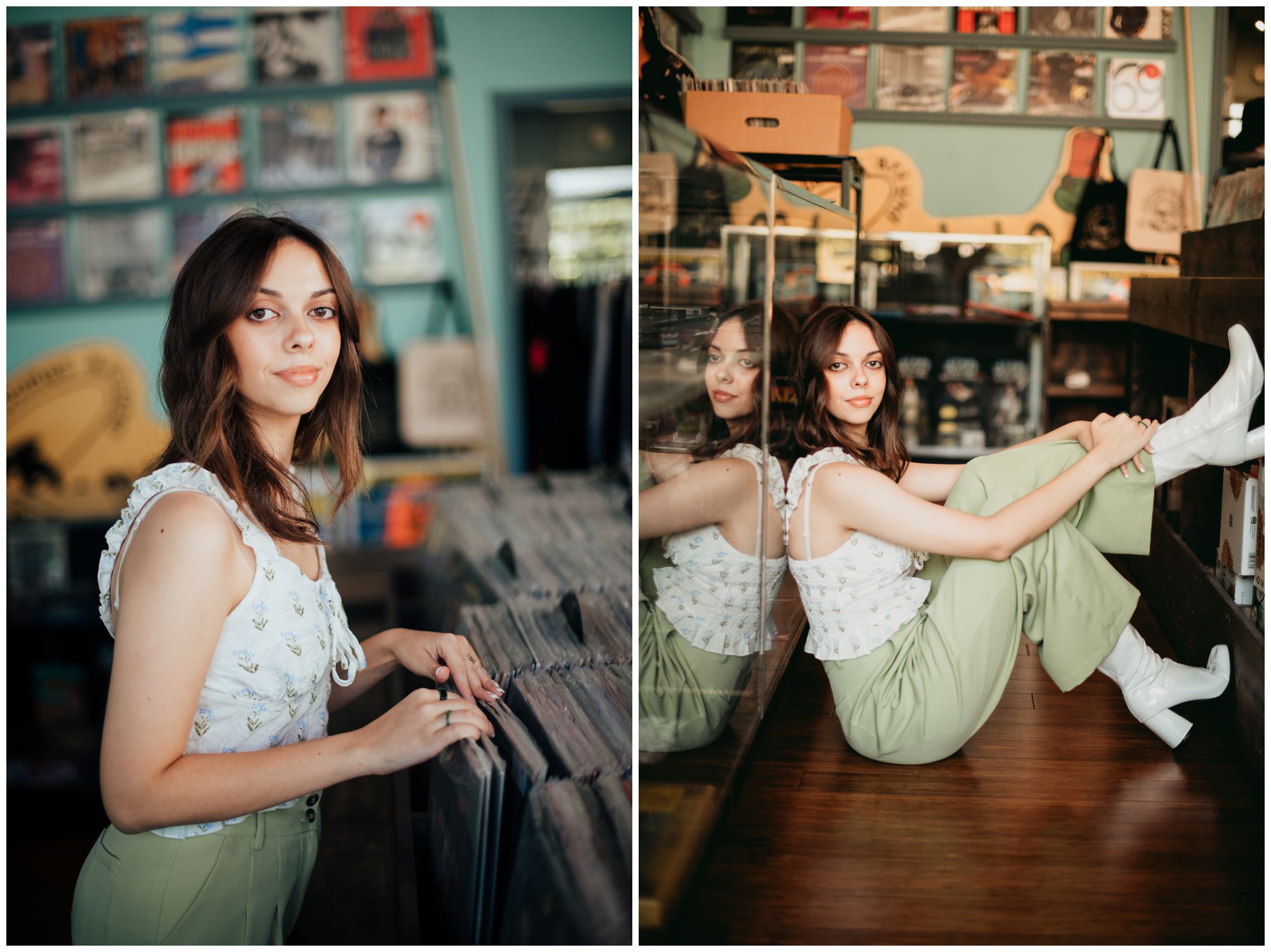 KC senior photography, record store inspired senior shoot