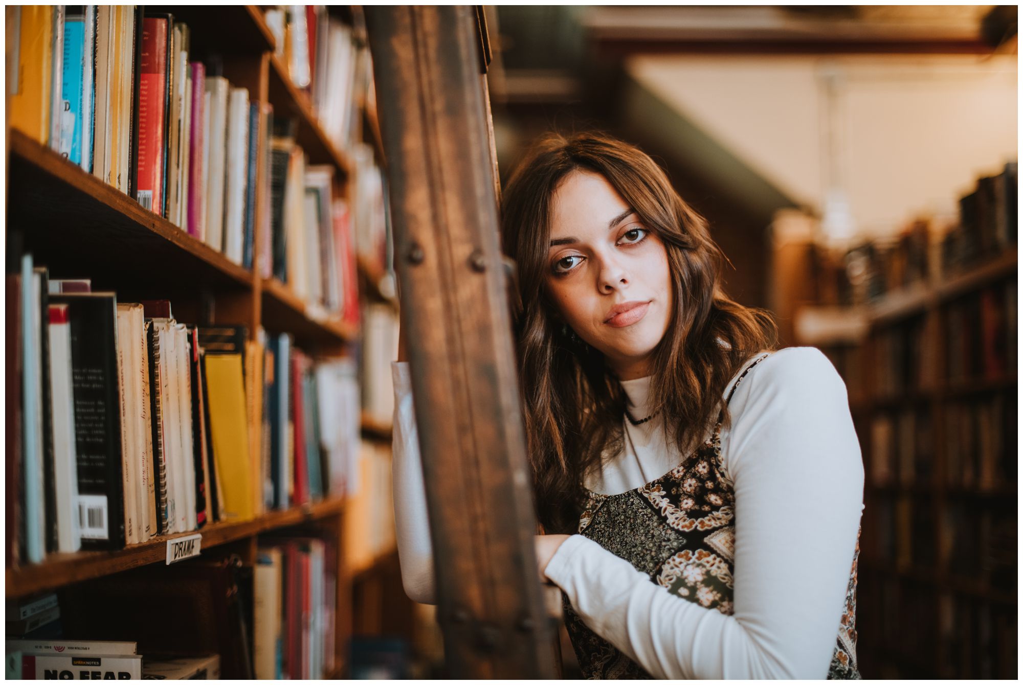 KC senior photography, record store inspired senior shoot, Book store senior shoot