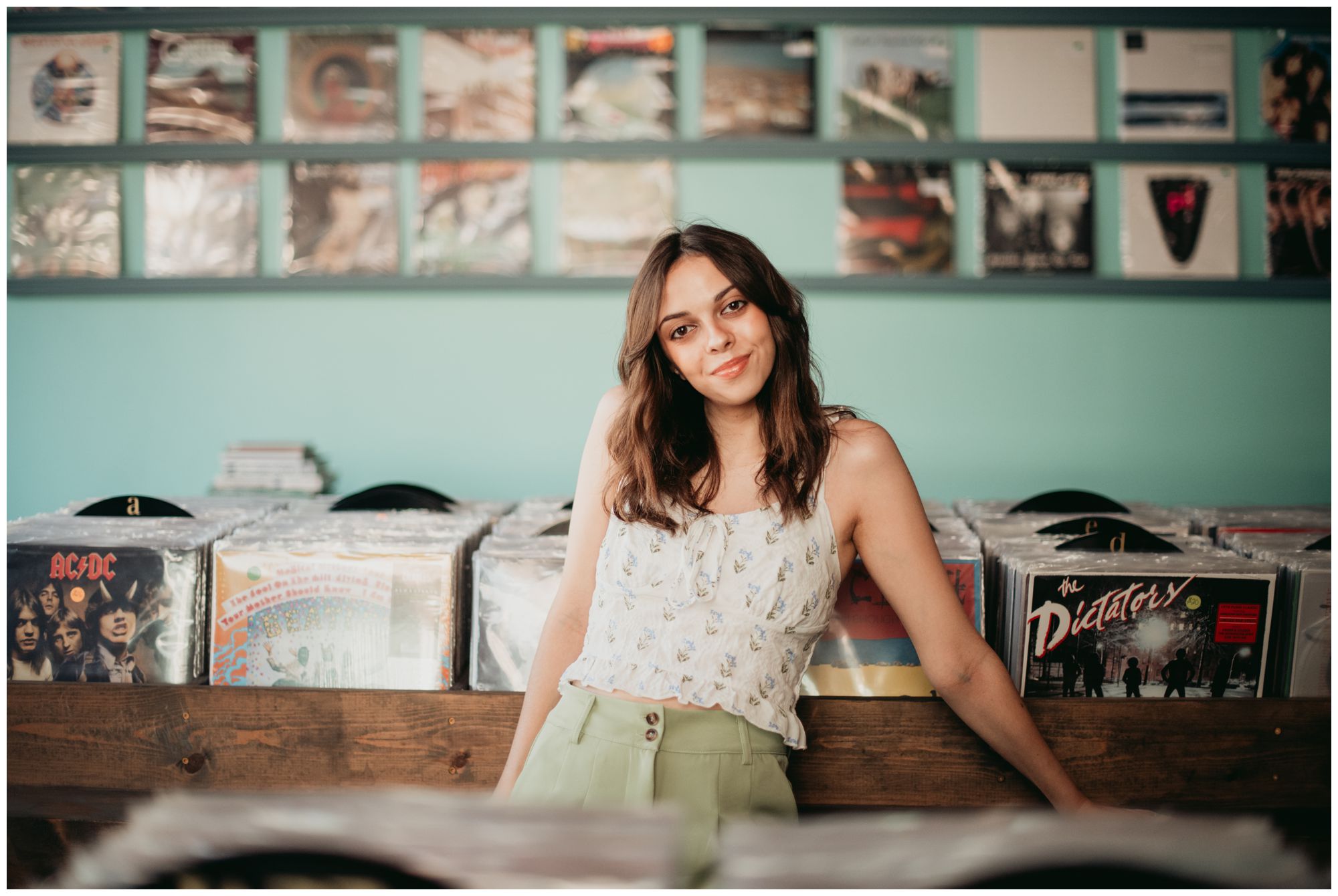 KC senior photography, record store inspired senior shoot, Book store senior shoot