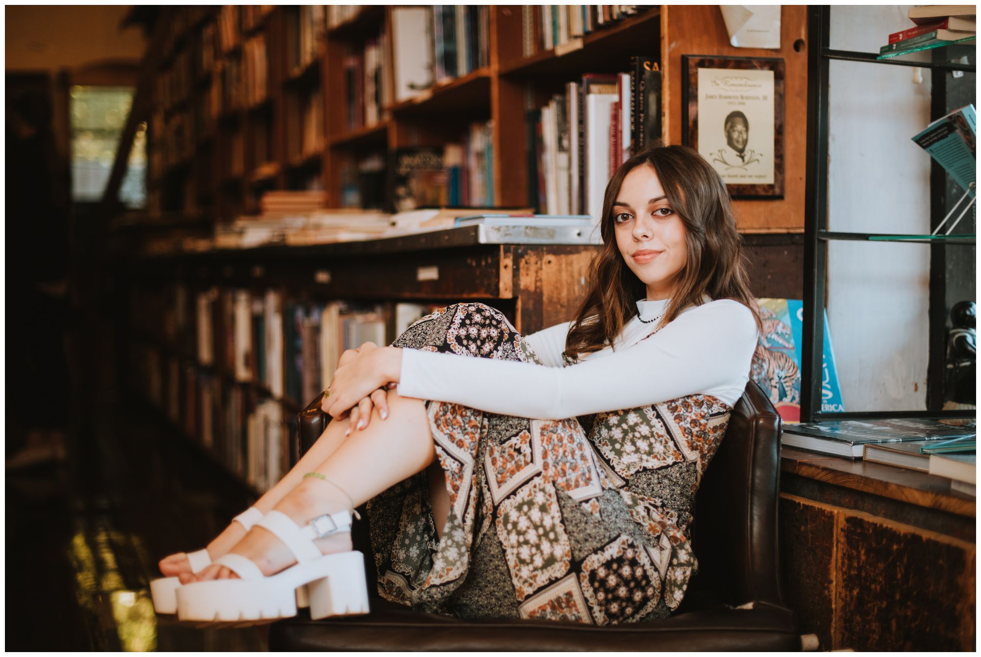 KC senior photography, record store inspired senior shoot, Book store senior shoot