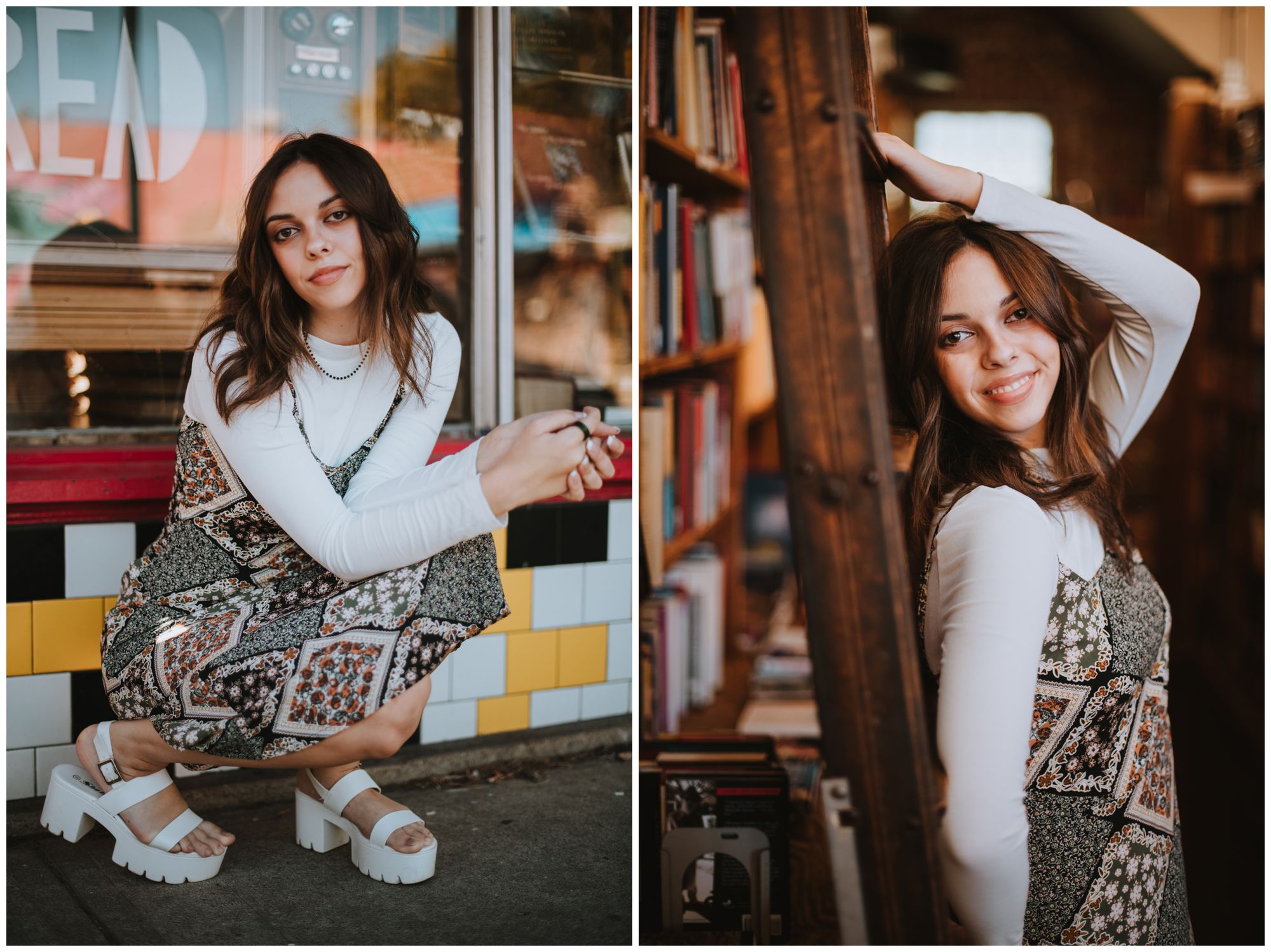 KC senior photography, record store inspired senior shoot, Book store senior shoot