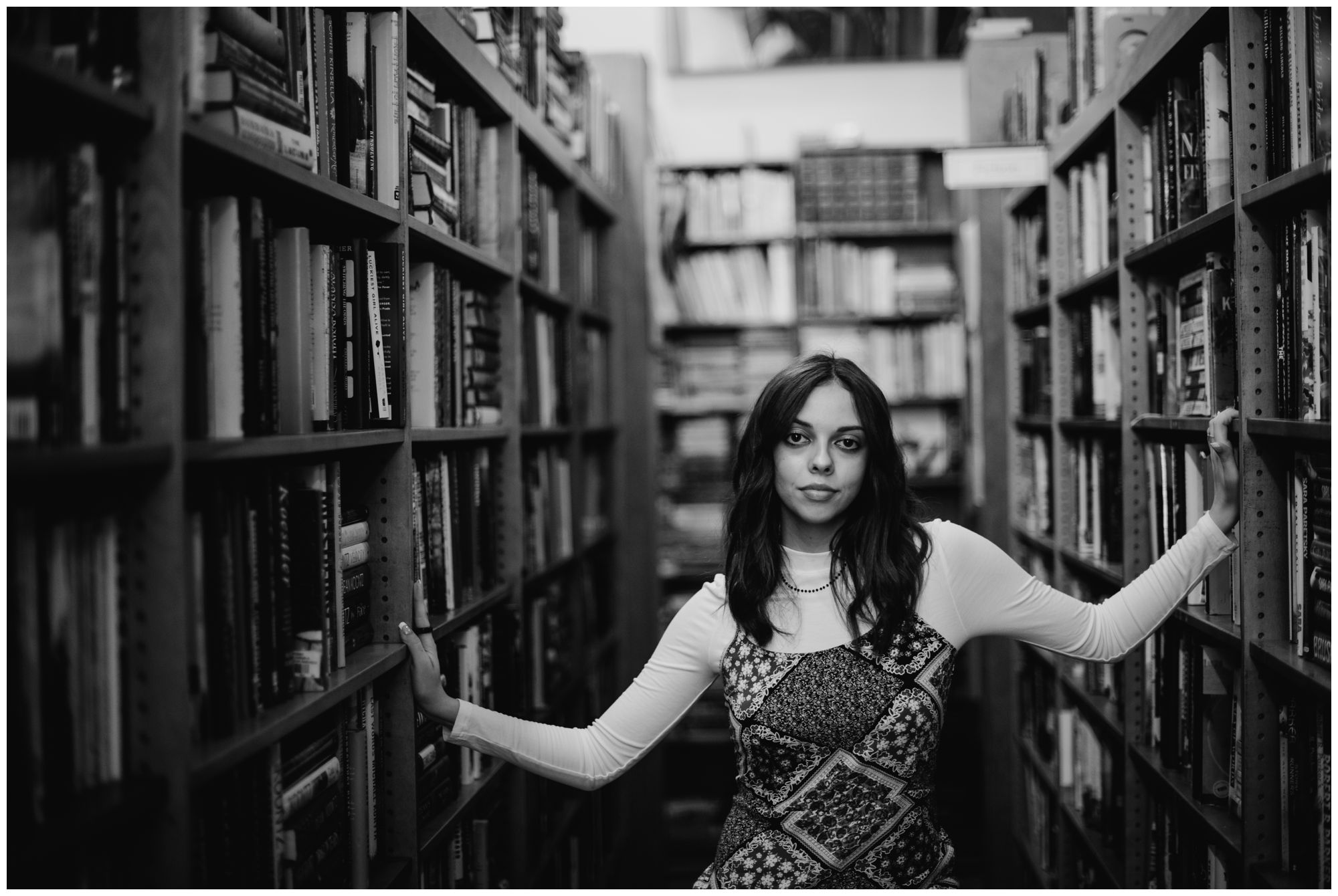 KC senior photography, record store inspired senior shoot, Book store senior shoot