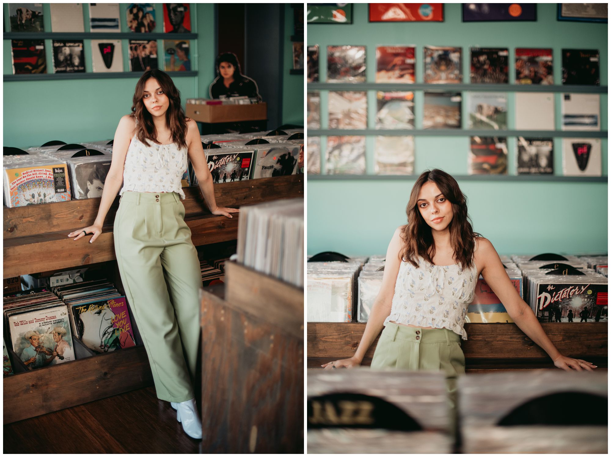 KC senior photography, record store inspired senior shoot, Book store senior shoot