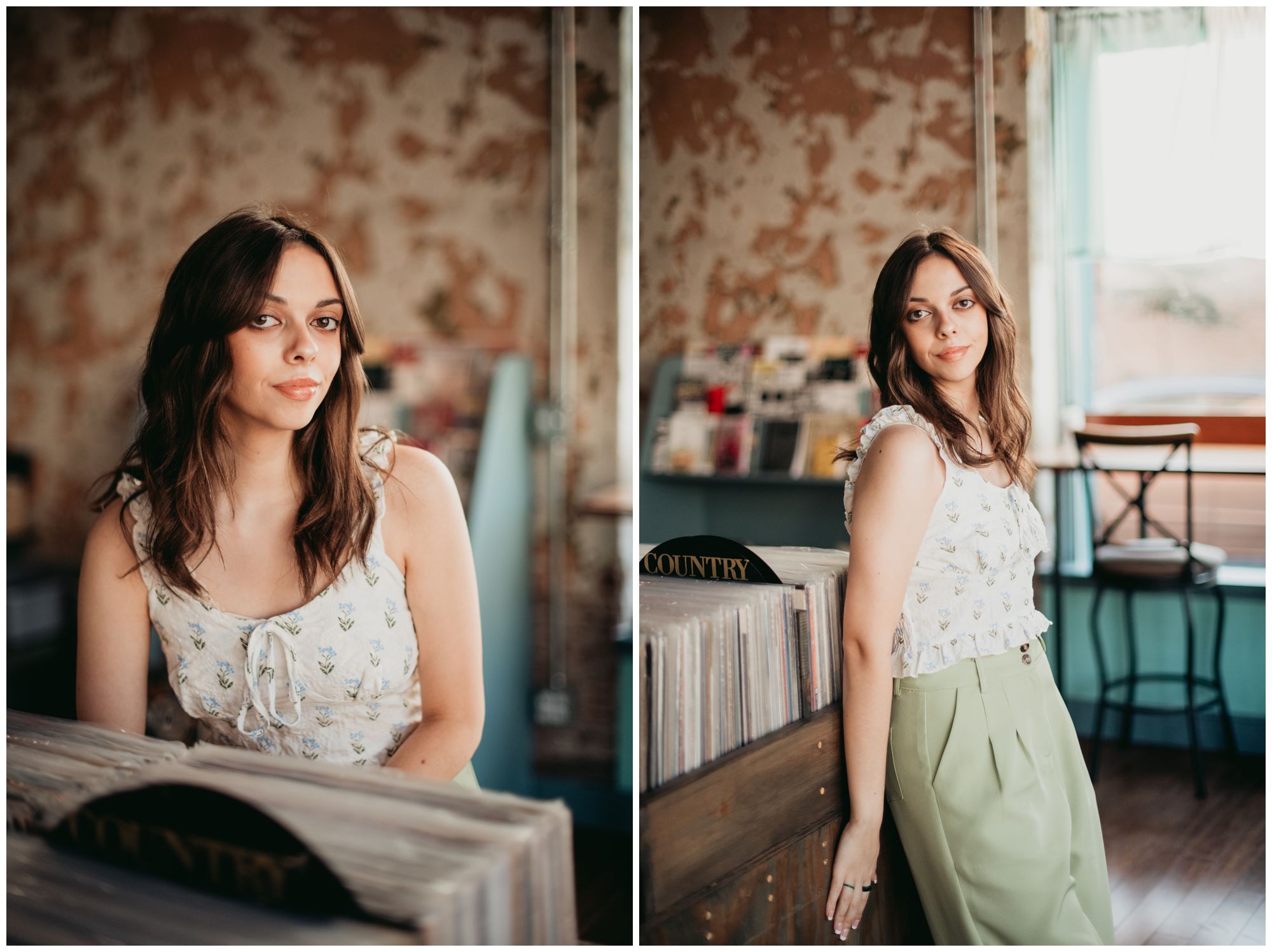 KC senior photography, record store inspired senior shoot, Book store senior shoot