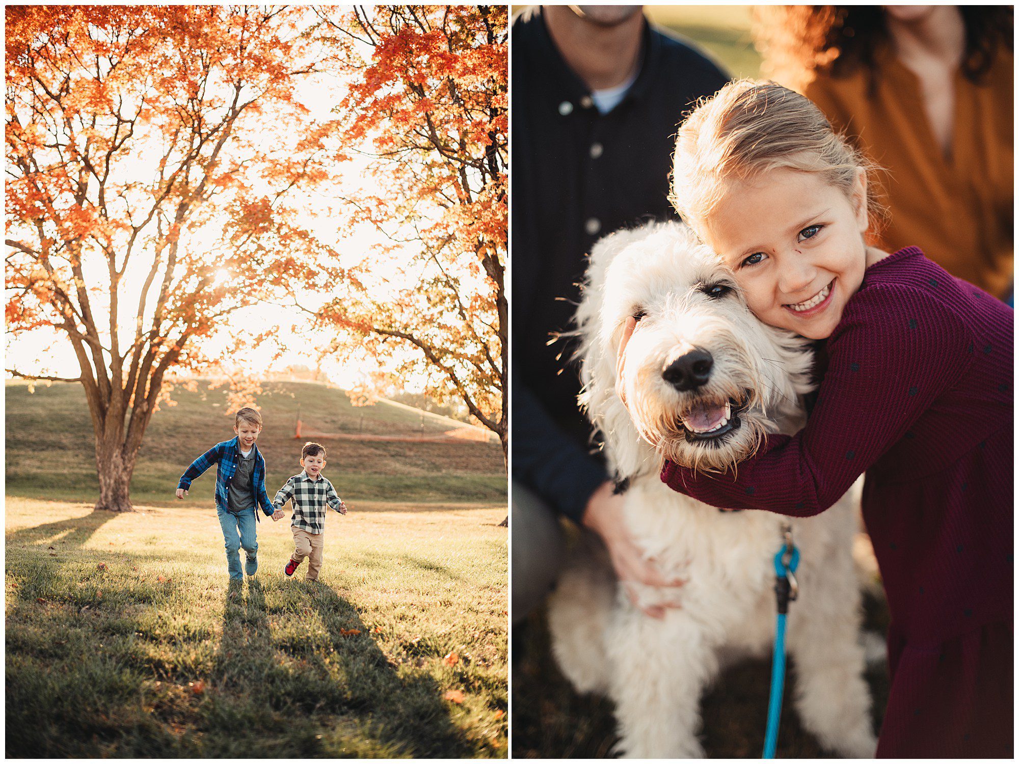 Family portrait session with 3 young kids at the Meadowbrook Park in Prairie Village kansas 