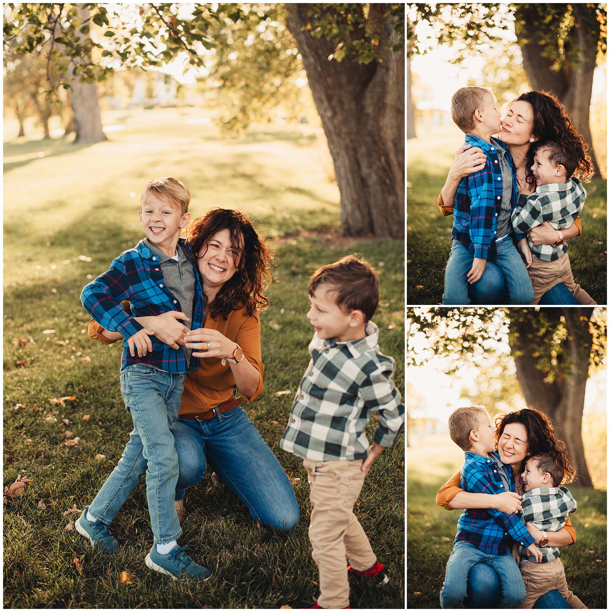 Family portrait session with 3 young kids at the Meadowbrook Park in Prairie Village kansas 