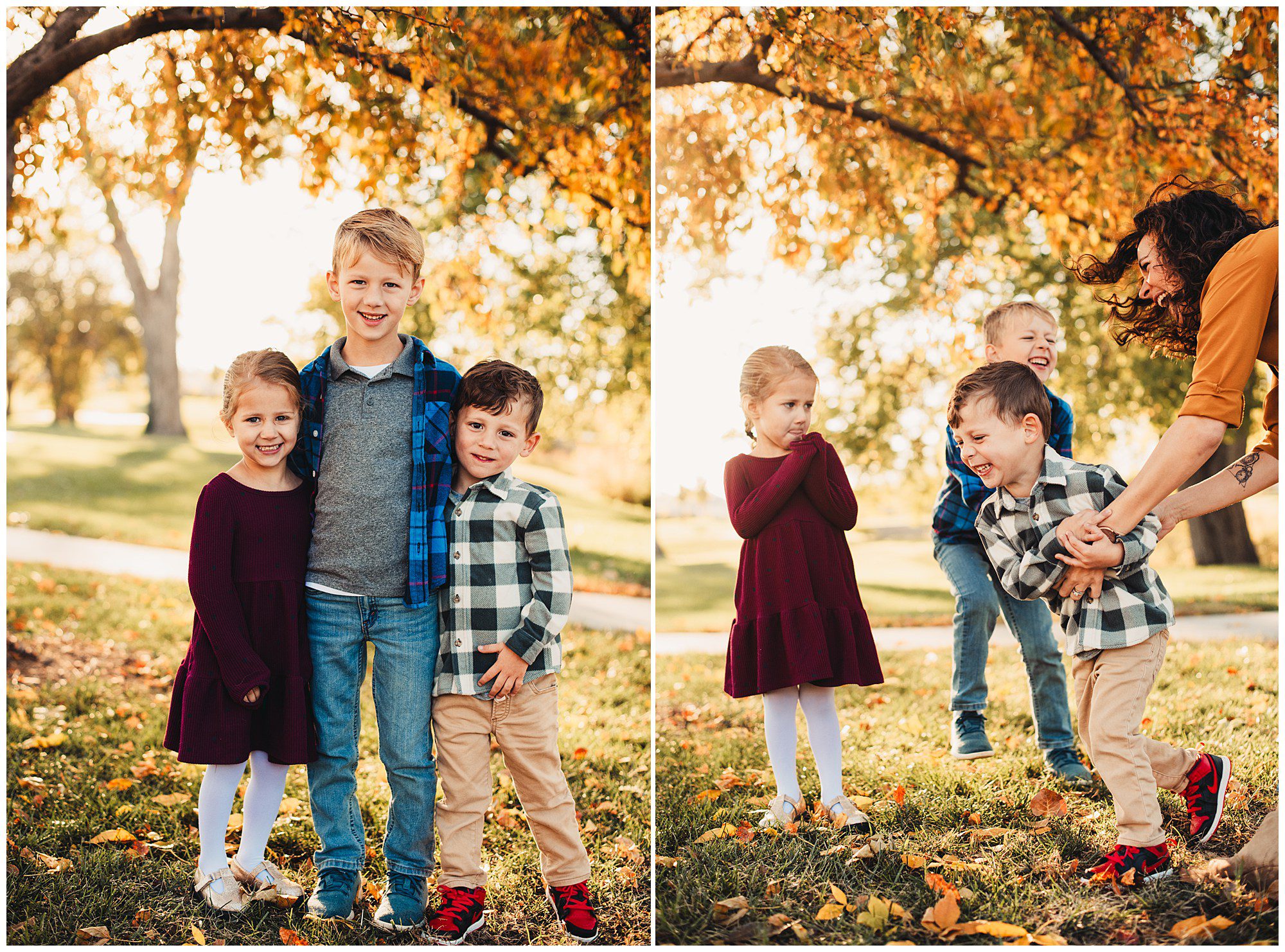 Family portrait session with 3 young kids at the Meadowbrook Park in Prairie Village kansas 