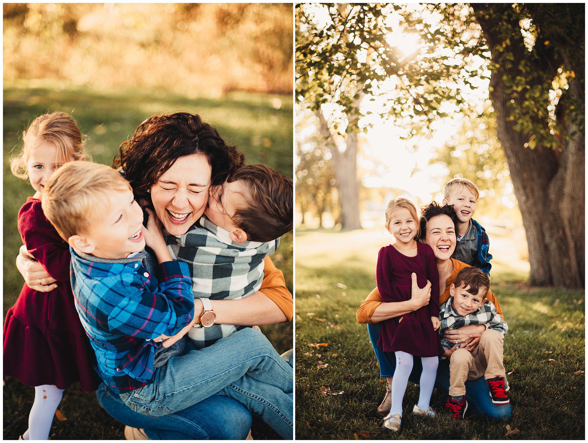 Documentary style family photography session at Meadowbrook Park in Kansas, capturing relationships and connections with each other.