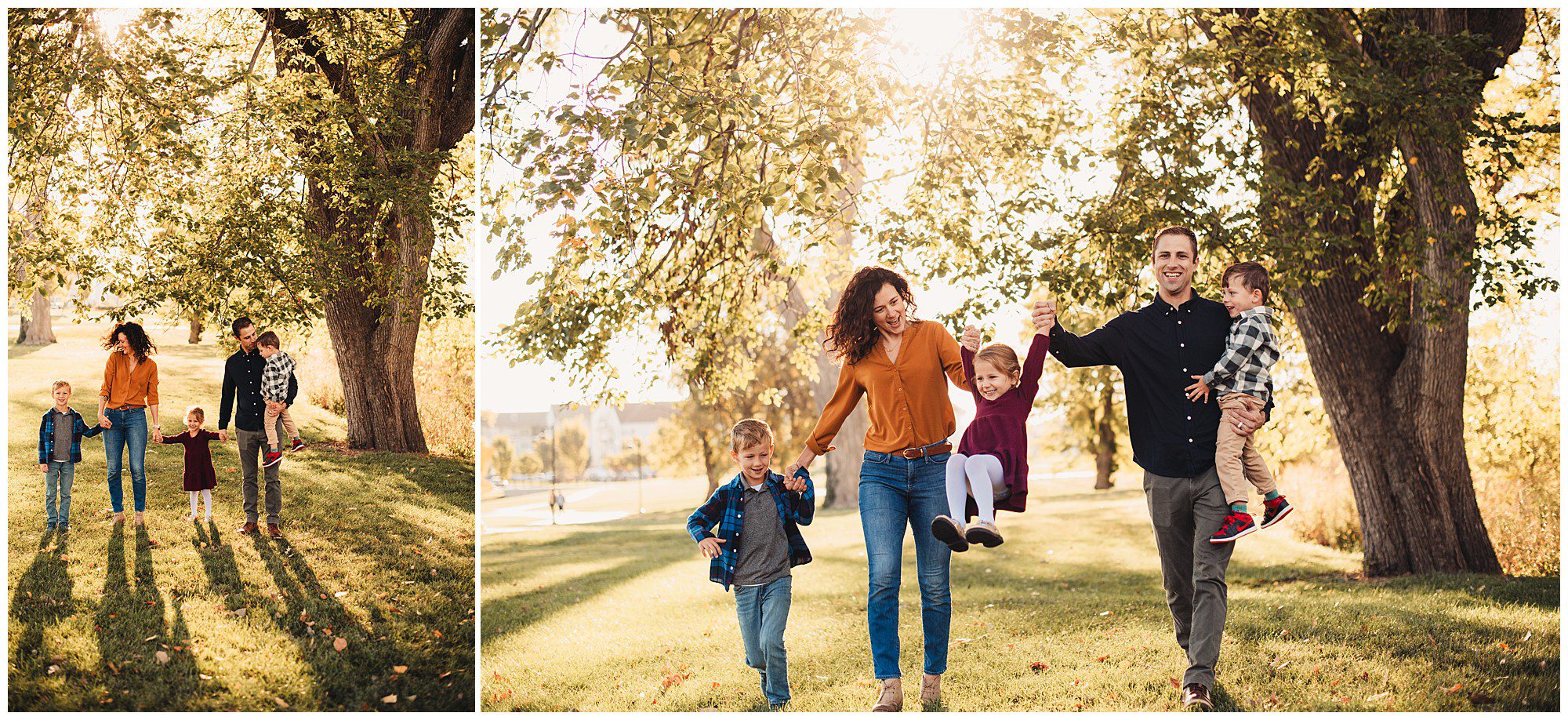 Documentary style family photography session at Meadowbrook Park in Kansas, capturing relationships and connections with each other.