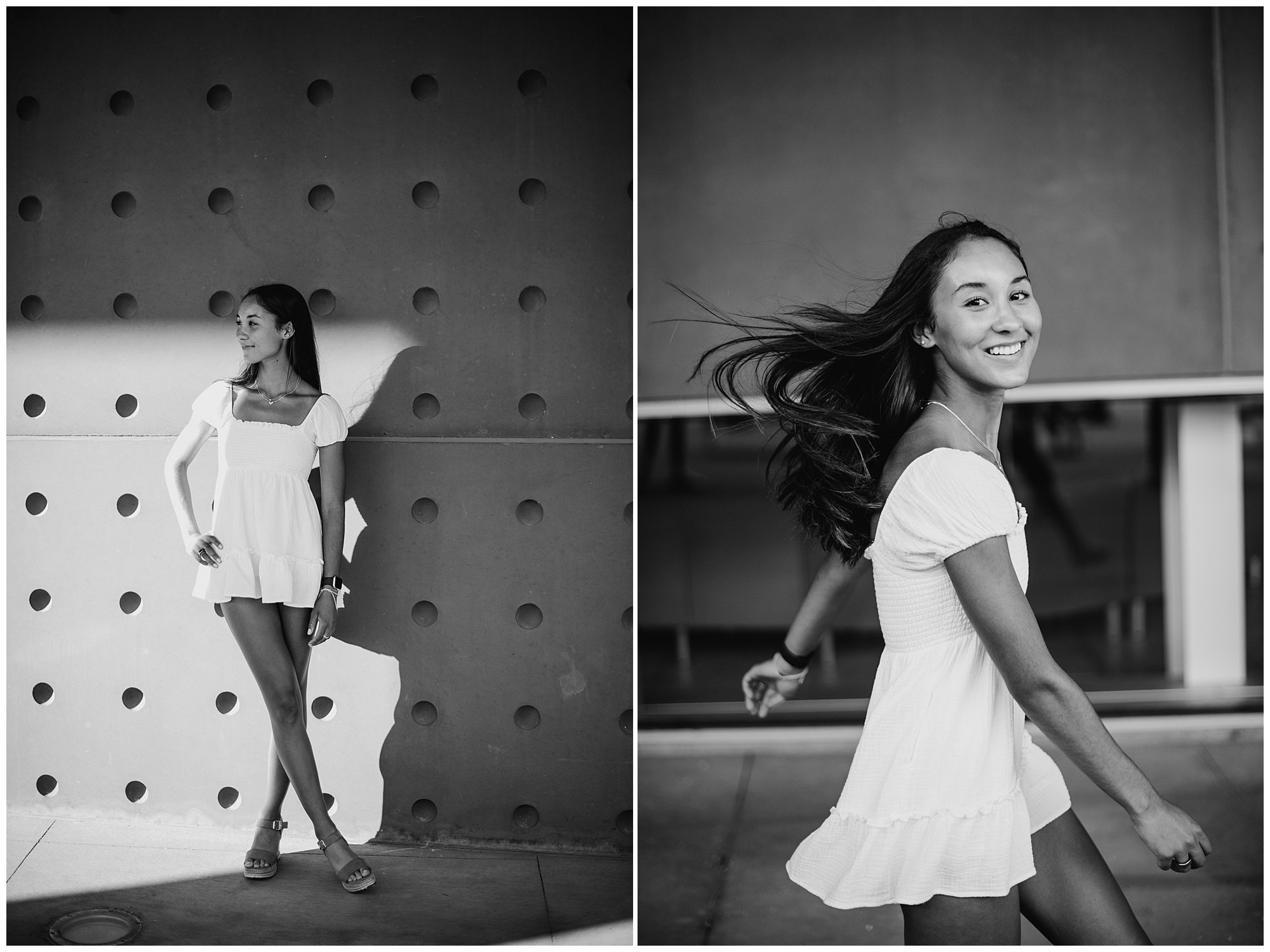 textured wall and white dress