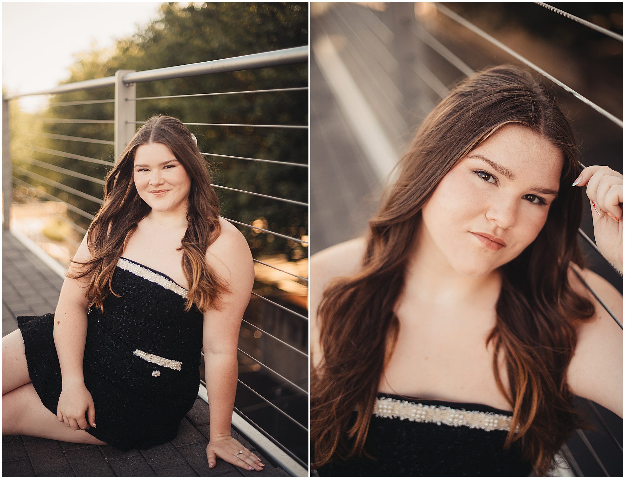 KC senior session at The Nelson, black dress