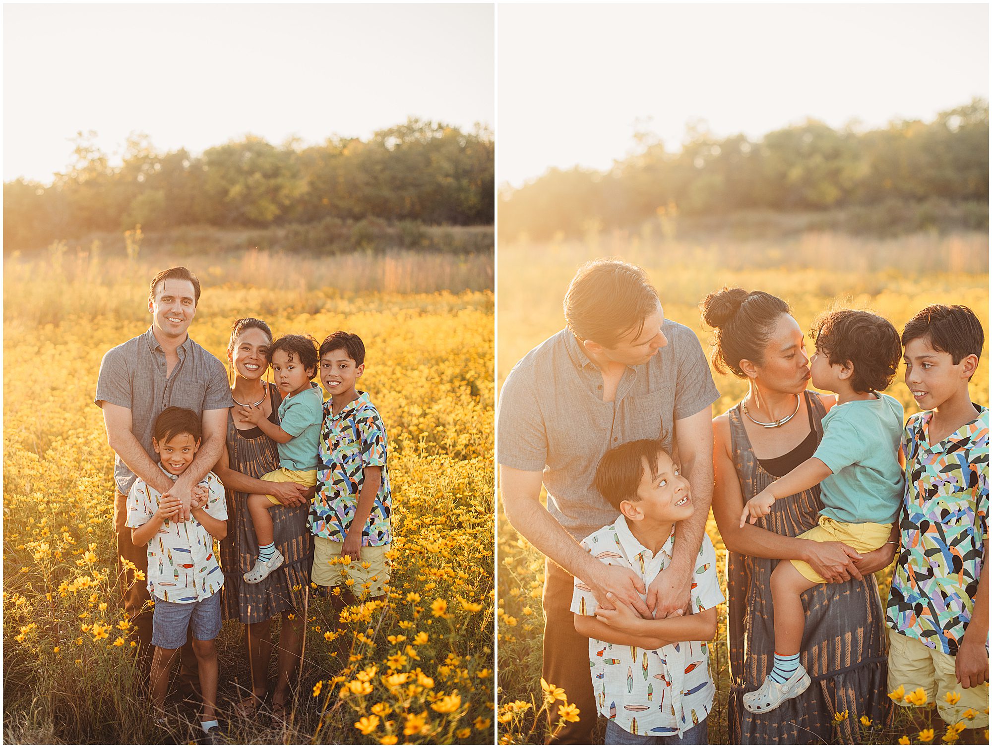 family portrait session in a Kansas Field full of wildflowers 
