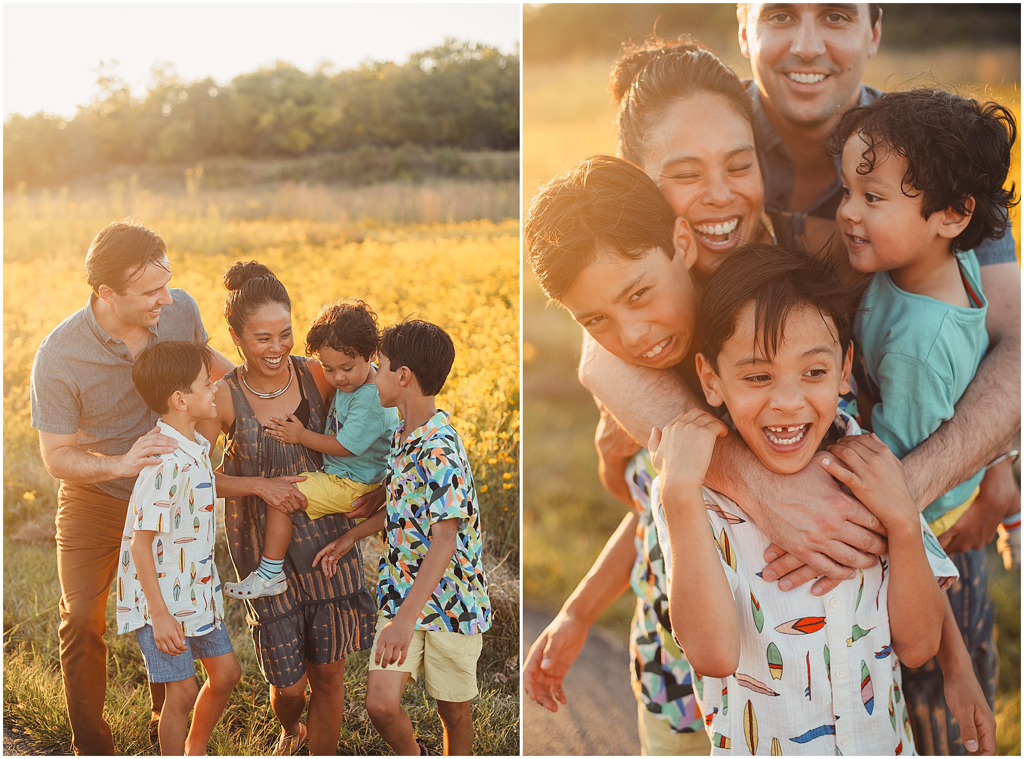 family portrait session in a Kansas Field full of wildflowers 
