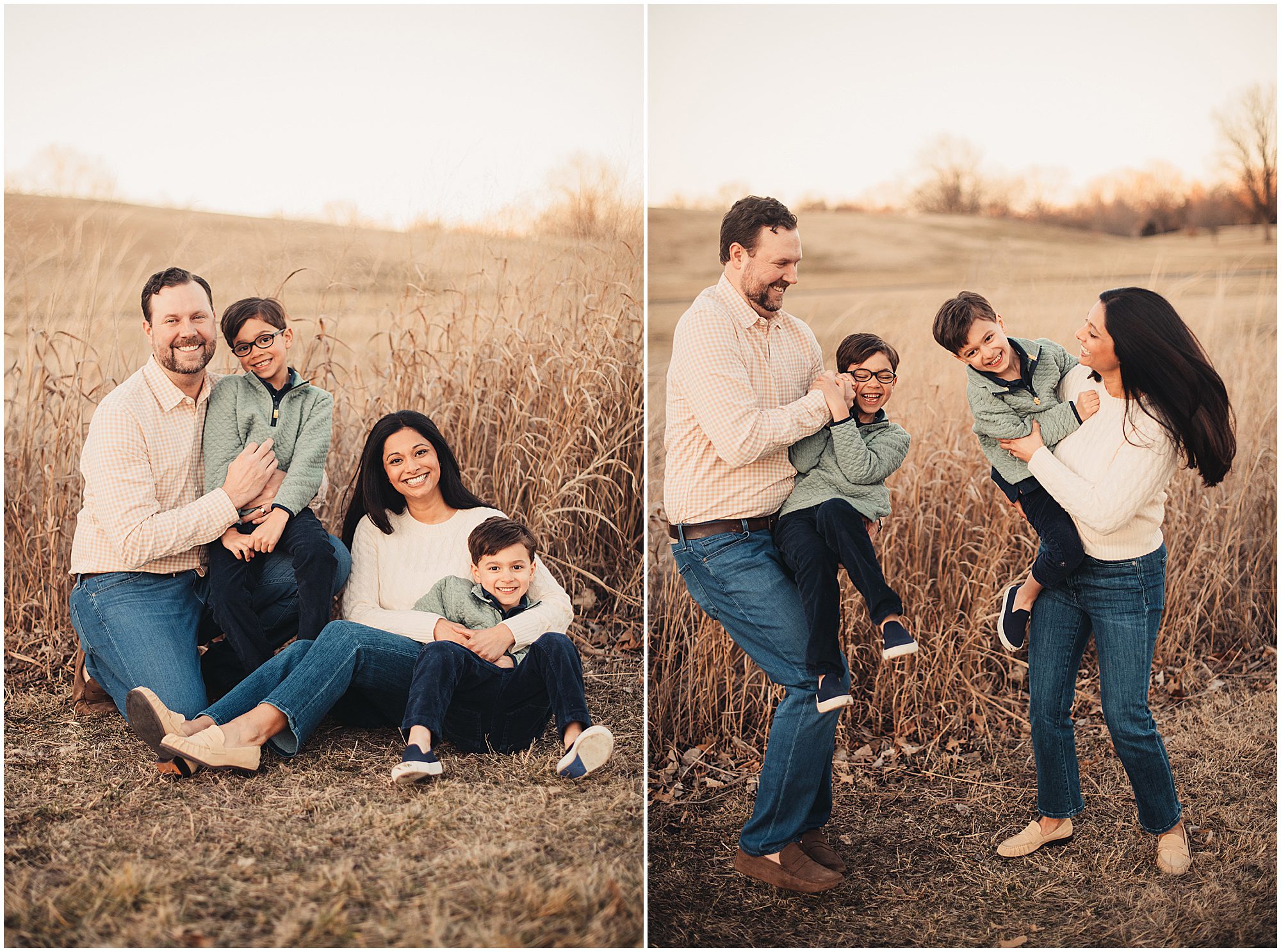 Spring family portraits at Meadowbrook park in Prairie Village