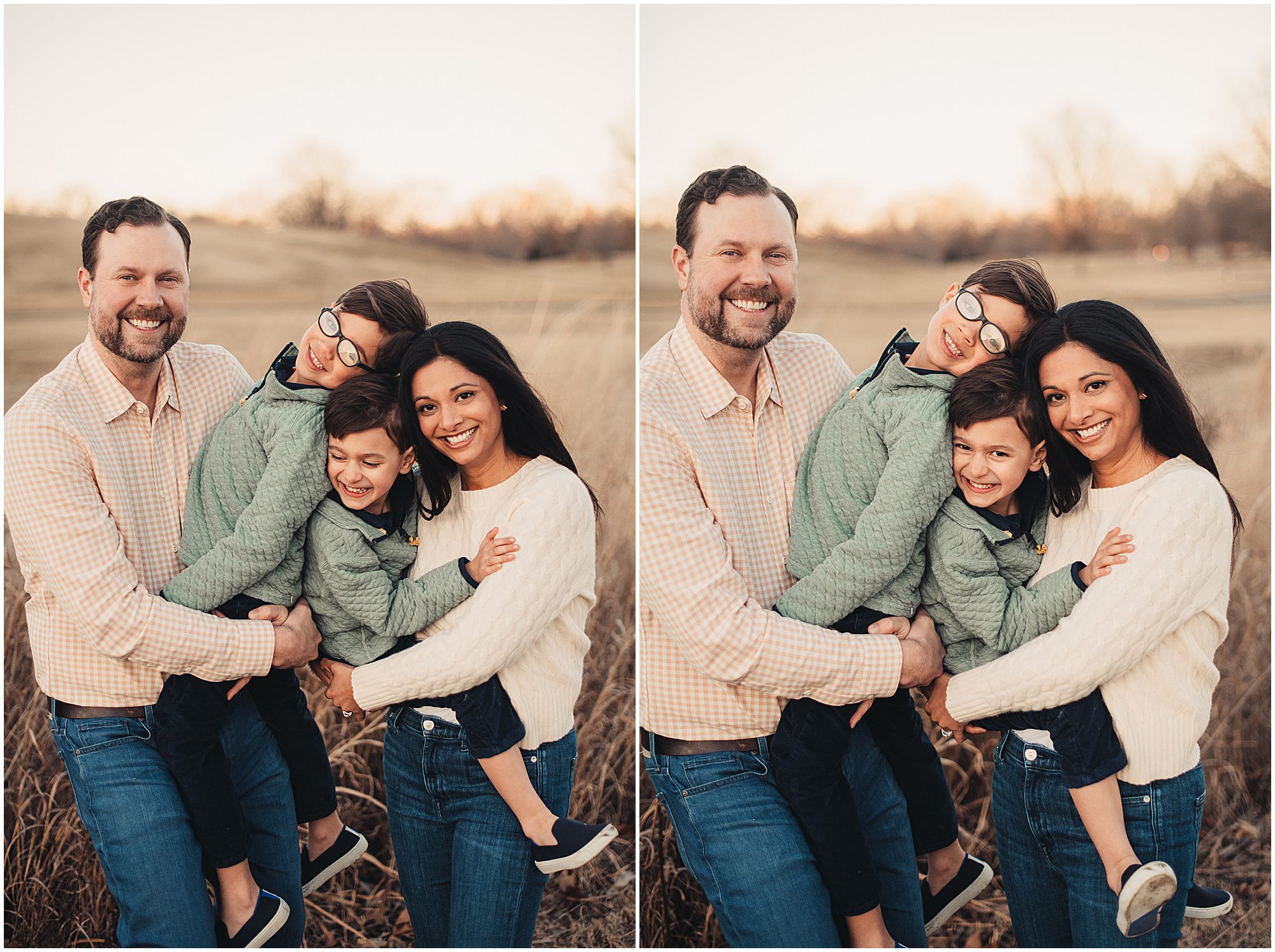 Spring family portraits at Meadowbrook park in Prairie Village