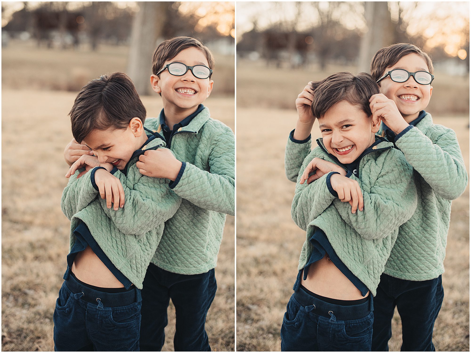 brothers playing at park
