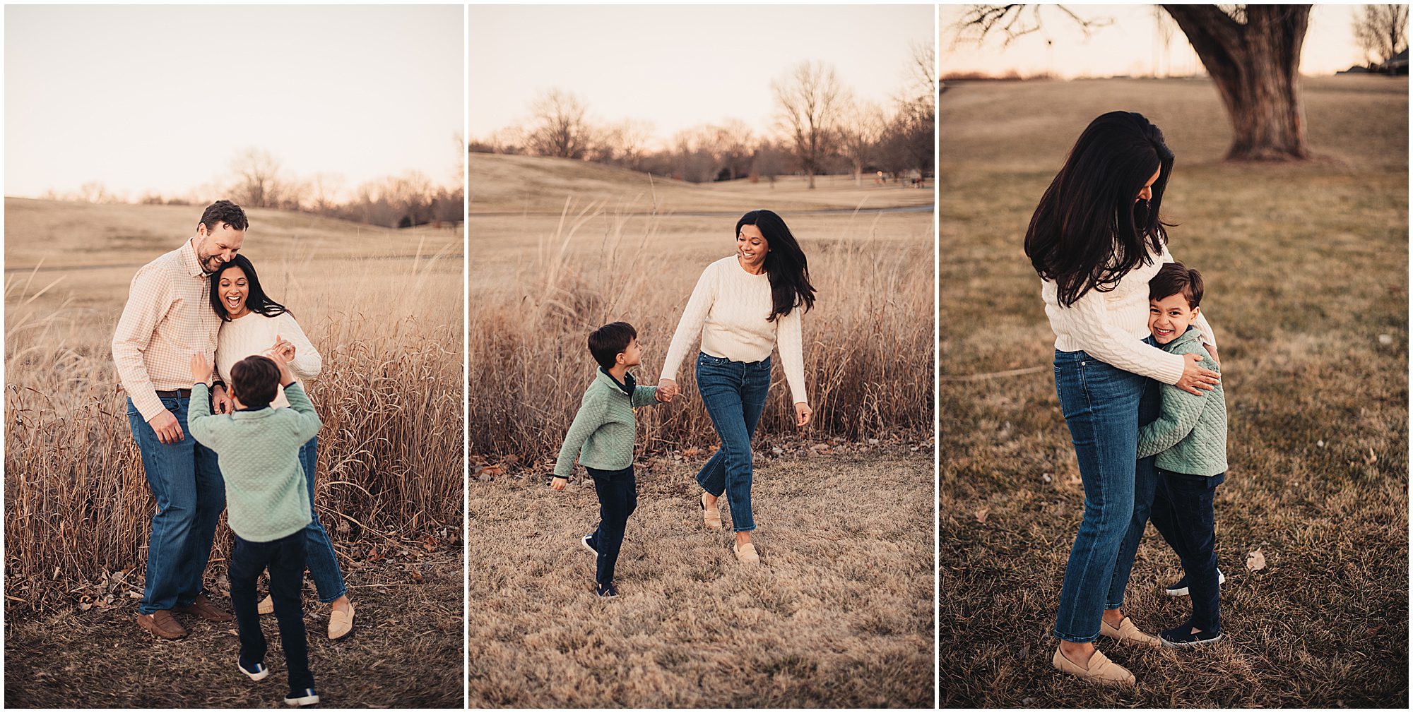 Family photography session at Meadowbrook park in Prairie Village