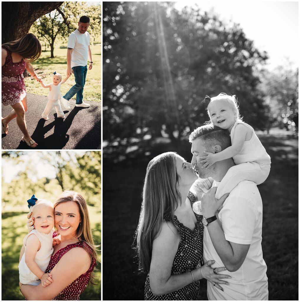 Stunning black and white family photos taken at Loose Park, KC