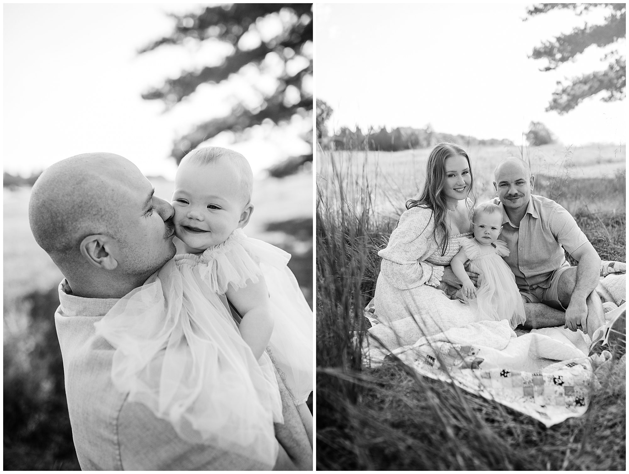 A dad and his daughter share a sweet smile and connection during family photos with Andrea Nigh Photography.